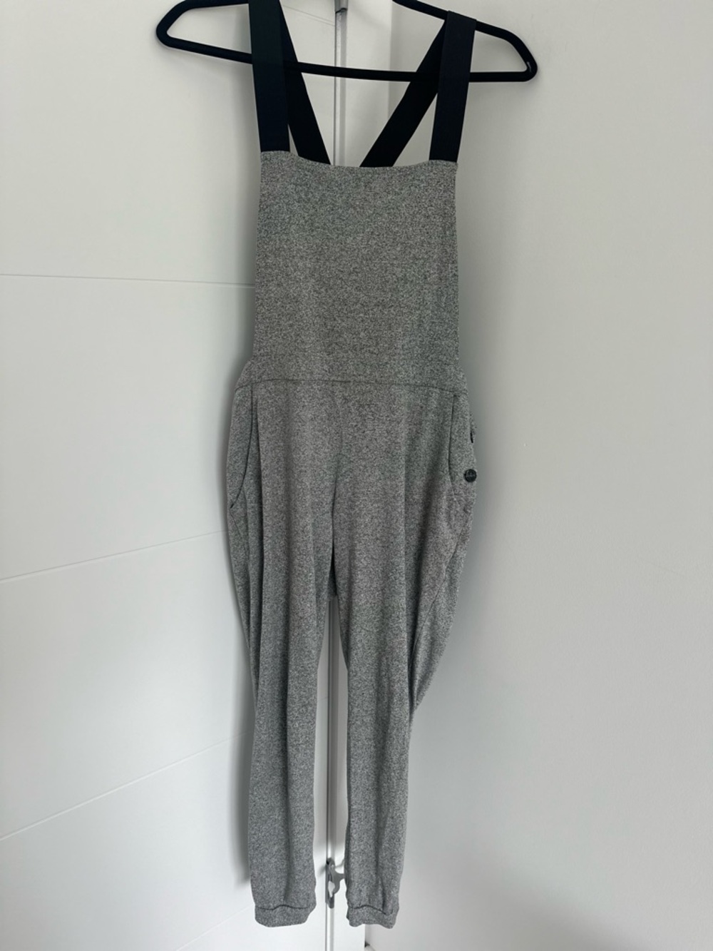 Cozy Gray Knit Jumpsuit Overalls | Lounge One-Piece | Size M